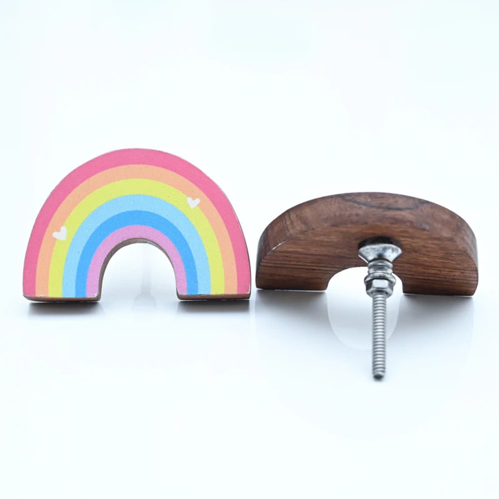 Handmade Acacia Wood Rainbow Kids Furniture Knob